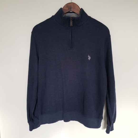 US Polo Association 1/4 Zip Henley Long Sleeve Shirt Mens Size Small Navy Blue - Picture 8 of 8
